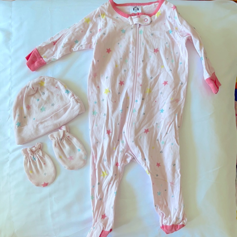 Baby Girl Onesie with hat and mittens